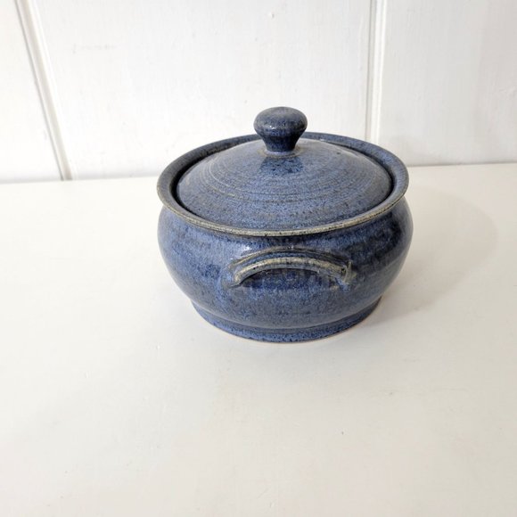 Studio Pottery Small Blue Covered Casserole - Picture 2 of 7